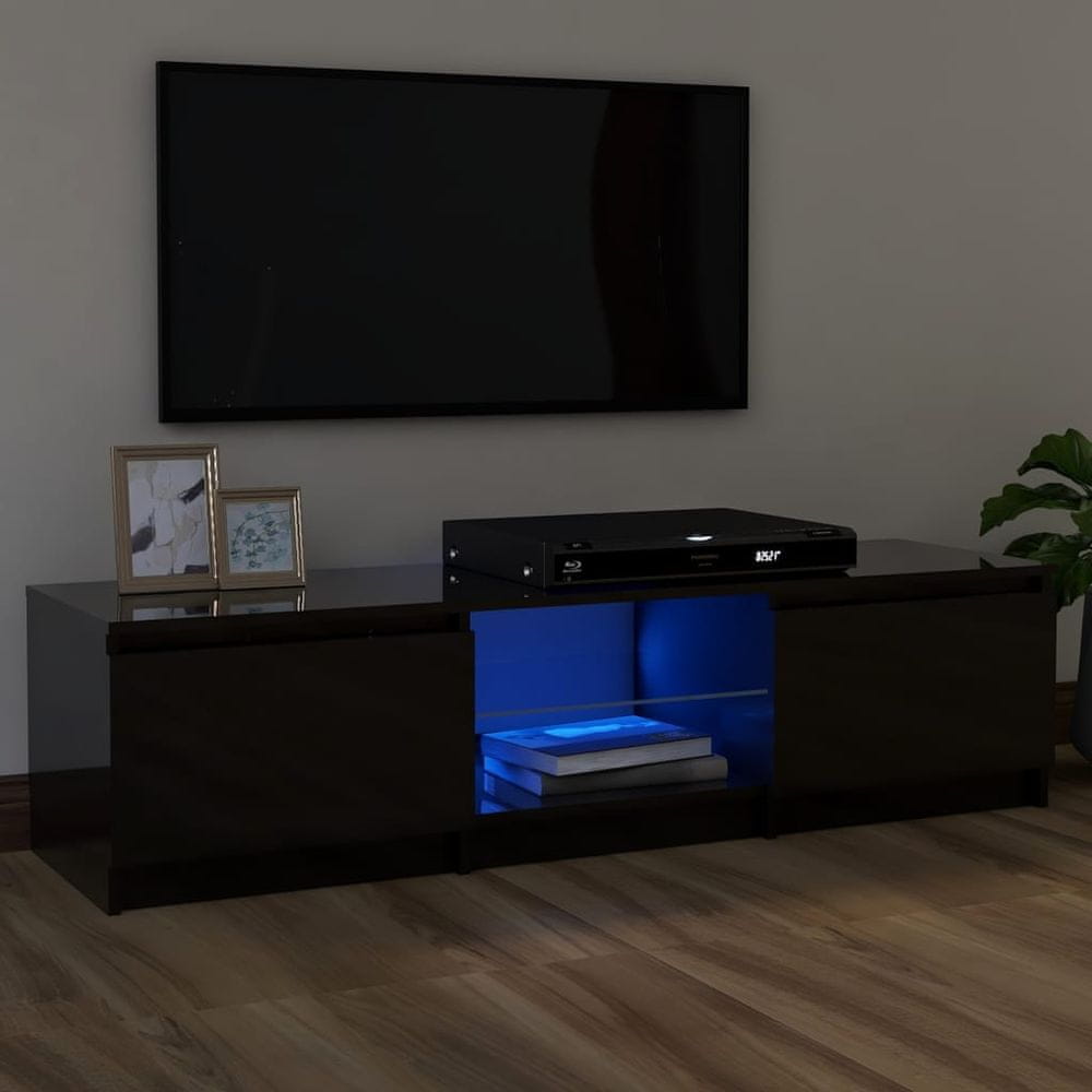 Vidaxl TV skrinka s LED svetlami lesklá sivá 120x30x35,5 cm